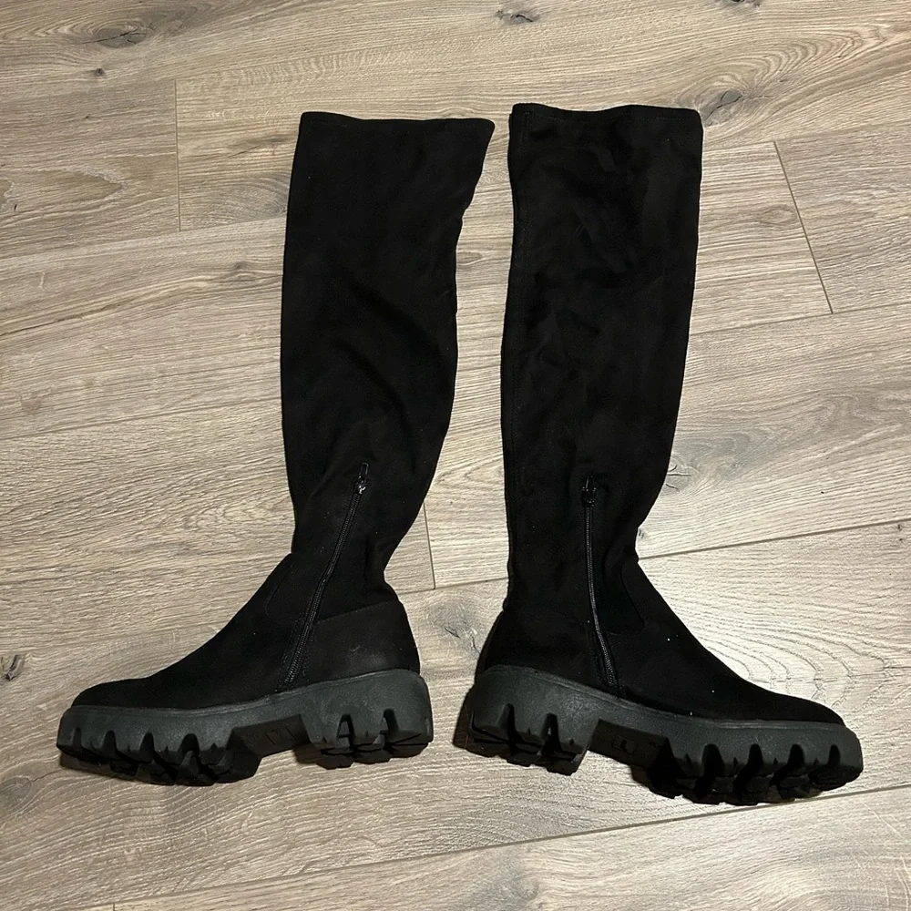 BAMBOO Black Force-12 over the knee boots Black Size 8